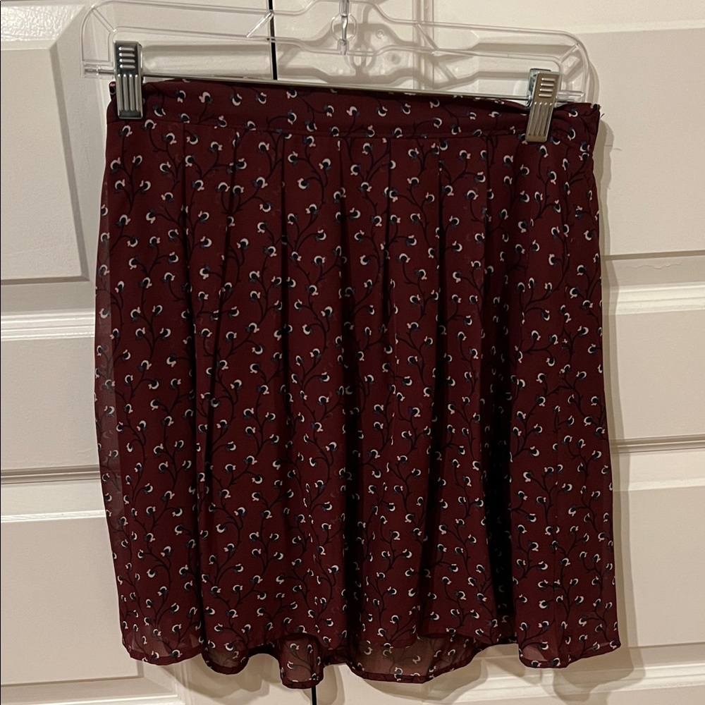 Old Navy Burgundy Floral Skater Skirt